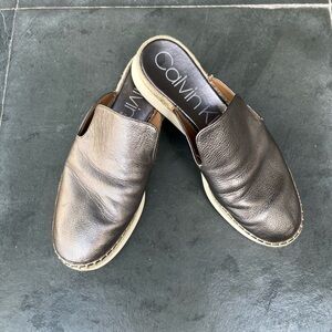 Calvin Klein Silver Mules